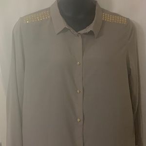Large Beige/Tan Long Sleeve Blouse